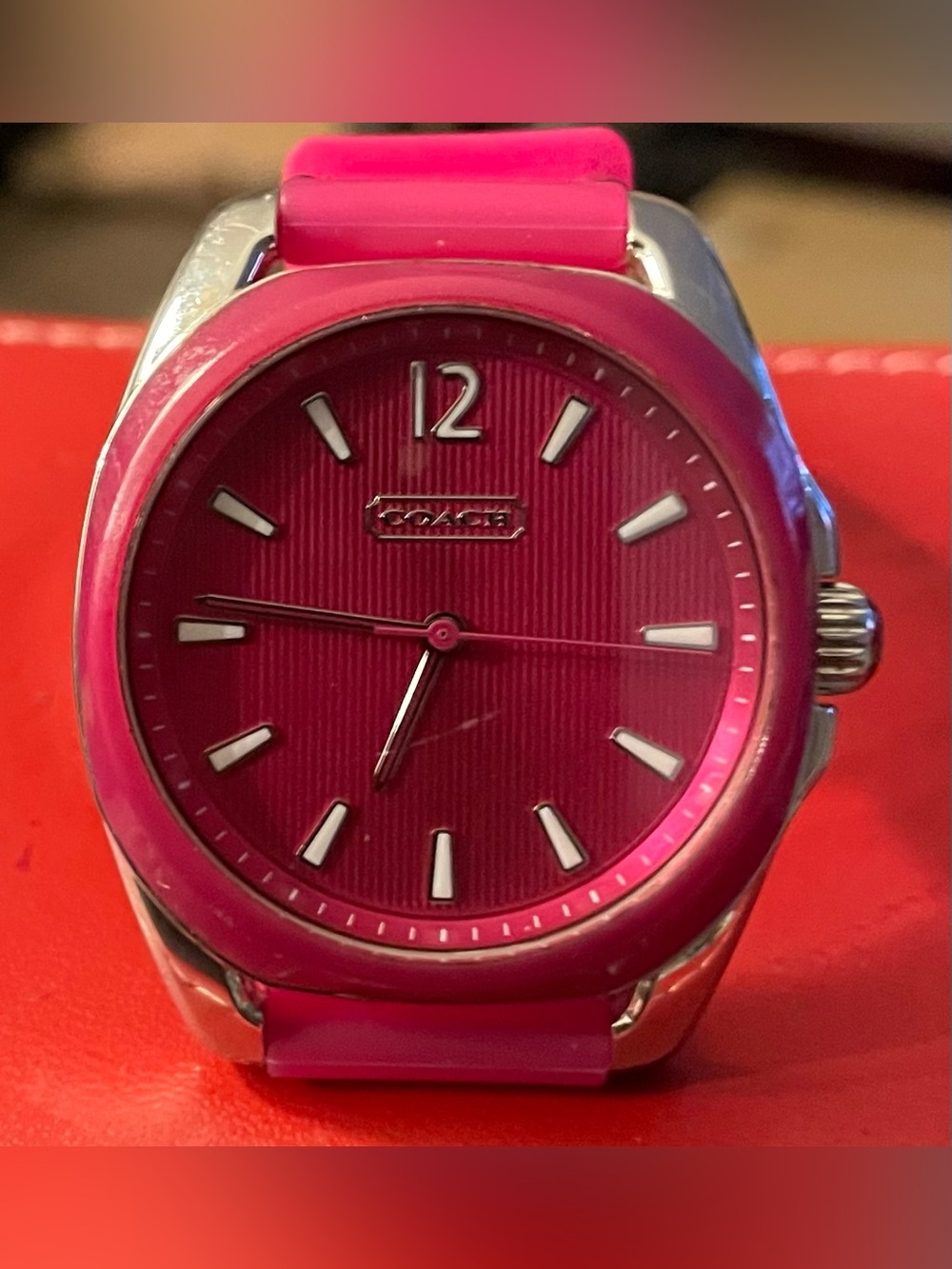 Coach Hot Pink Women's Stainless Steel Accent Watch
